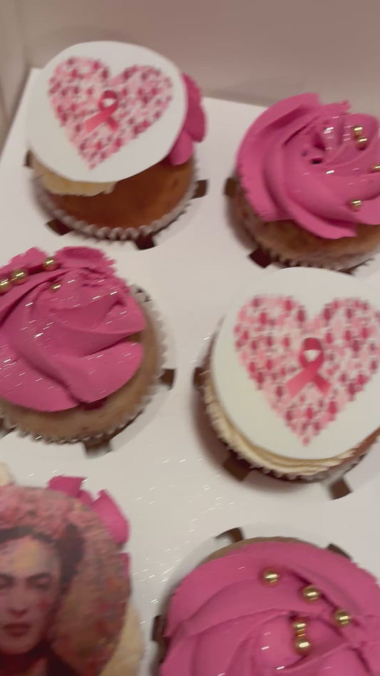Pink ribbon breakfast cupcakes